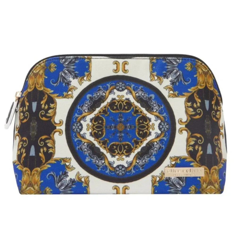 NWT Alice + Olivia A+O X FABFITFUN Pencil Pouch in Regal Romance Sapphire - Picture 2 of 8